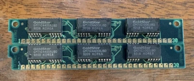 2 x 1MB 30-Pin 3-Chip 80ns FPM SIMM Memory RAM 2MB Vintage PC 286 386 *Tested* - Image 1 of 3
