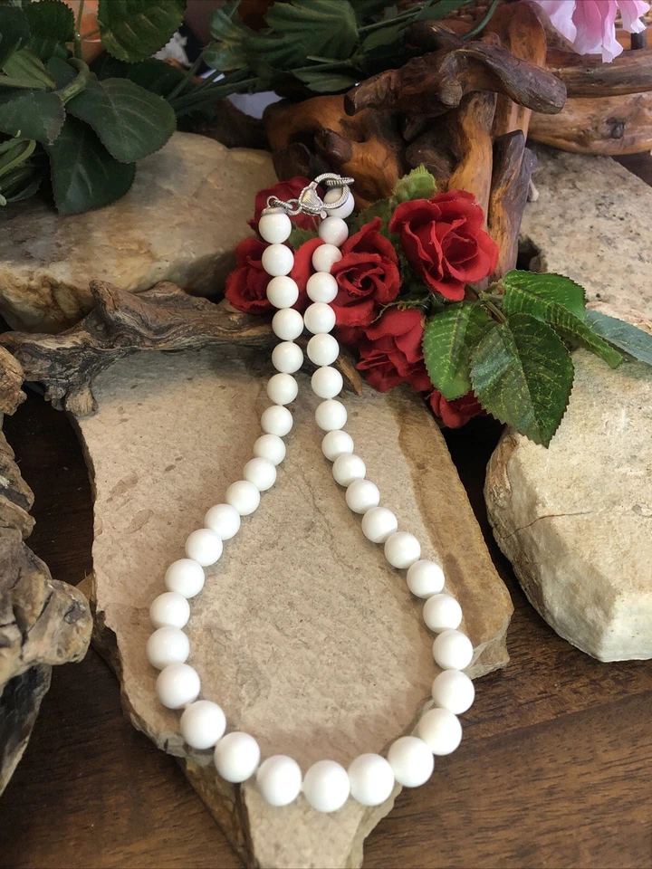 30. Colar Judith Ripka esterlina 925 pedra branca leitosa CZ com miçangas 17" - Imagem 1 de 4