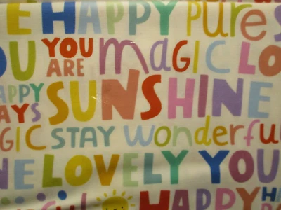 Cotton Fabric 1 Yard by Moda  Colorful Words on White Whatever the Weather - Image 1 of 3