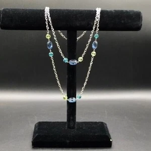 Damen Boho Metall Halskette mit blau grün türkis Perlen - Bild 1 von 9