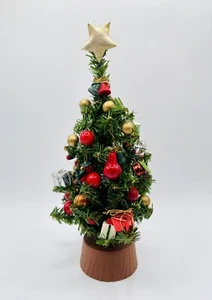 "Árbol de Navidad vintage casa de muñecas miniatura decorado con adornos 1:12 9,5""" - Imagen 1 de 7