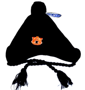 NEW NCAA Auburn Tigers Beanie Knit Winter Hat WITH POM AND TASSELS NAVY - Picture 1 of 4