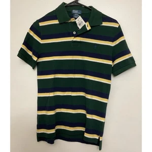 Polo Ralph Lauren Striped Polo Shirt Short Sleeve Casual Green Medium - Picture 1 of 12