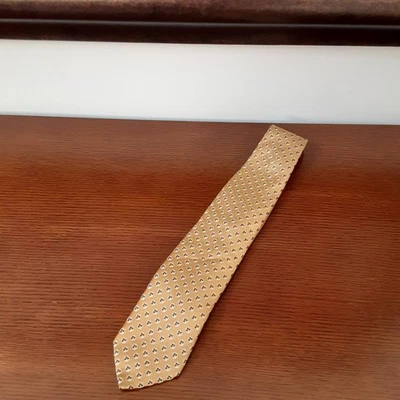 ERMENEGILDO ZEGNA Men's 100% Silk Necktie ITALY Luxury Geometric Gold - Image 1 of 4