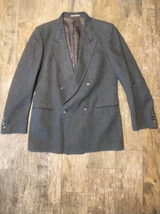Giordamo Double Breasted Jacket Sport Coat Mens 40R Gray Wool Made in Italy - Picture 1 of 7