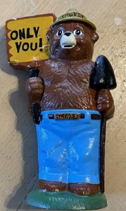 SMOKEY THE BEAR ~ Prevent Forest Fires 8” Tall Cast Iron Coin Bank ONLY YOU - Picture 1 of 14