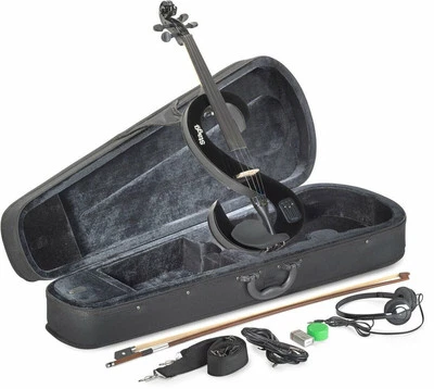 Stagg 4/4 S-shaped Electric Violin w/ Soft Case & Headphones - Black EVN 4/4 BK - Image 1 of 3
