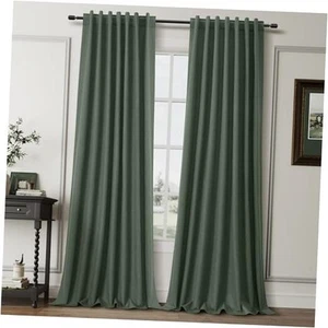 Christmas Curtains Olive Green Black Out Linen 52"W x 84"L (Pack of 2) Loden - Picture 1 of 7