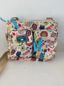 LILY BLOOM Yellow/Blue Cats Yarn Adjustable Strap Crossbody Bag Purse M34 - Picture 1 of 8