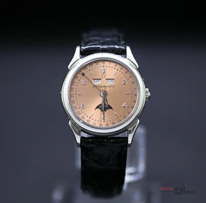 Eternamatic Triple Calendar Ltd Edition Platinum Watch -34mm w/ Salmon Dial #X19 - Imagen 1 de 14