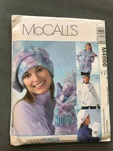 McCall’s M4666 Sewing Pattern Fabulous Fleece Jacket Hat Mittens 2004 Uncut XS-M - Picture 1 of 11