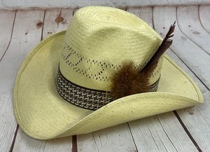 Vintage Levis Hat Straw Cowboy 1970’s Original Authentic Feather Size 7 - Picture 1 of 11