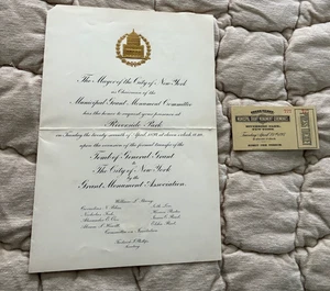 General Grant Tomb Transfer to New York City Invitation & Admit Ticket 1897 - Picture 1 of 2