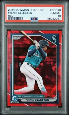 2024 BOWMAN DRAFT SAPPHIRE EDITION RED #BDC76 FELNIN CELESTEN 1/5 PSA 10 - Image 1 of 2