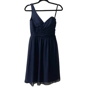 Alfred Angelo Women’s Dress Size 2 Navy One Shoulder Formal Wedding Homecoming - Picture 1 of 5