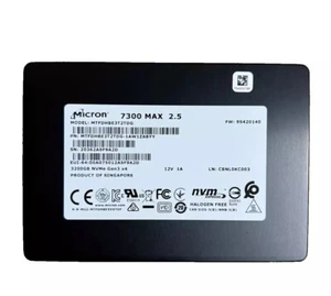 New Micron 7300 MAX 3.2TB MTFDHBE3T2TDG-1AW1ZABYY 2.5" U.2 NVMe Gen3 x4 SSD - Picture 1 of 2