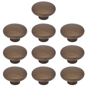 10PCS Round Wood Drawer Knobs Walnut Kitchen Cabinet Knob Solid Wood Hardware... - Picture 1 of 7