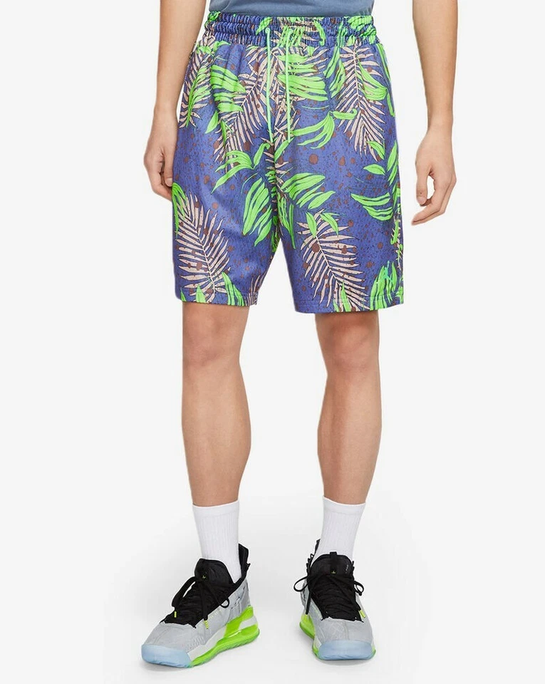 Air Jordan Jumpman Floral Printed Knit Shorts Blue Green Mens Mediu Ck5634 554