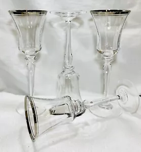 (4) MIKASA JAMESTOWN Wine Water Goblets Optic Platinum Trim Crystal Stemware - Picture 1 of 6