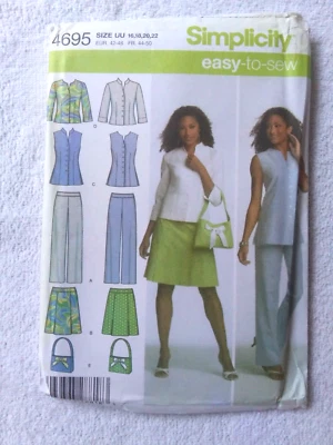 Simplicity 4695 Pattern~Pants Skirt Tunic Top Bag~Misses'/Misses' Petites 16-22 - Image 1 of 4