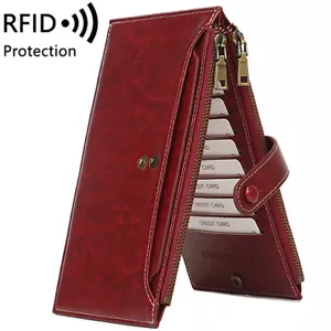 Women's Wallet Credit Card Holder Leather RFID Blocking Pocket Thin Purse Gifts - Picture 1 of 49