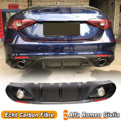 Für Alfa Romeo Giulia Carbon Heckdiffusor Hinten Diffusor Spoiler Auspuffblenden - Bild 1 von 4