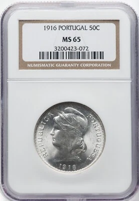PORTUGAL 1916 - 50 Centavos - NGC MS65 - GREAT LUSTER! - Image 1 of 2