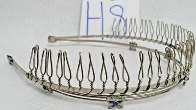 Metal Comb Headband with Butterflies New Blue Rhinestones  - Image 1 of 4