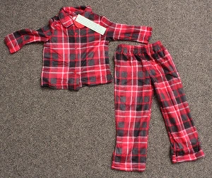 Karen Neuburger Kids 2 Piece Fleece Pajama Set Red Cherry Plaid XS 4T-5T [c1] - Picture 1 of 7