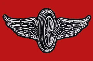 FLIEGENDES RAD BESTICKT 11 ZOLL (XXL) MC BIKER AUFNÄHER - Bild 1 von 1