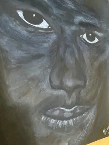 OUT OF DARKNESS BLACK ART FACE EYES A4 CRAYON Drawing Amateur Art - Picture 1 of 5