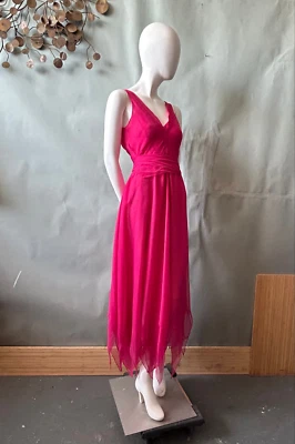 Vestido de fiesta vintage años 70 con dobladillo flameado Studio 54 sin mangas disco glamuroso talla S Foto 1 de 4