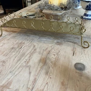 Vintage Hollywood Regency Tray Gold W/Wire Trim Rectangular Vanity Tray-18”x6” - Picture 1 of 11