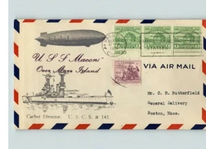 U.S.S. MACON Airship Over MARE ISLAND, California, Airmail w/ 4 stamps - Picture 1 of 1