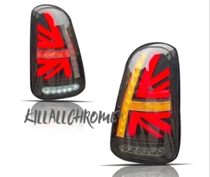 MINI R53 Smoke + Red LED Union Jack Rear tail Lights R50, R52 One Cooper S JCW - Picture 1 of 5
