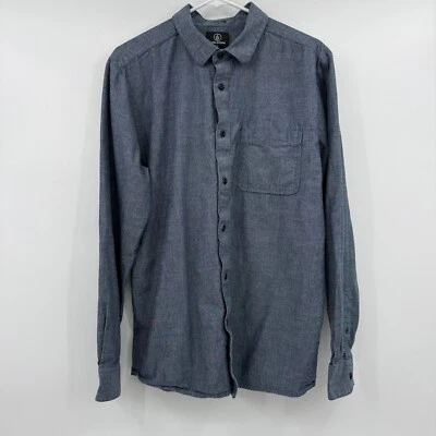 Volcom Shirt Men Large Blue Button Up Long Sleeve Classic Fit Casual Skater - Image 1 of 4