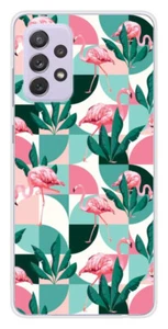 Coque en silicone imprimée compatible Samsung Galaxy A72 5G Flamants Roses géomé - Picture 1 of 3