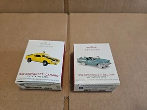 Set 2: Hallmark Keepsake Miniature Ornaments 1957 & 1969 Chevrolet  - Picture 1 of 13
