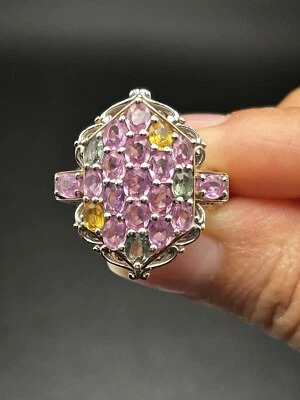 Michael Valitutti NH 925 Multi Color Pastel Sapphire Cluster Ring Size 7.25 - Image 1 of 4