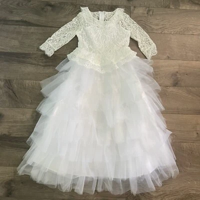 Vestido Disfraz de Boda Persiguiendo Luciérnagas Niñas Talla 6 Volantes y Encaje Foto 1 de 4
