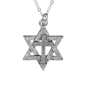 Collana a croce STAR OF DAVID solo su catena o ciondolo - peltro messianico ebraico - Foto 1 di 5