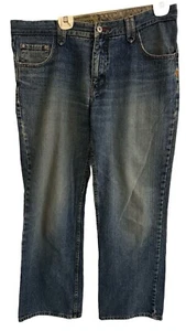 Vintage Y2K Plugg Jeans Mens 36 Baggy Wide Leg Dark Denim 36x32 Made In Russia - Picture 1 of 13