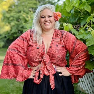 Sari Bell Sleeve Wrap Top - Picture 1 of 11