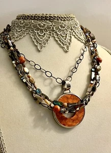 Silpada Combo N1563 Fiesta Fun Necklace N1564 Sponge Coral Necklace, 925 Silver - Picture 1 of 12