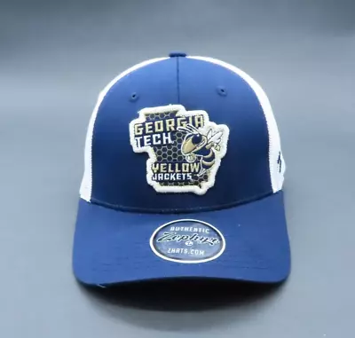 Georgia Tech Yellow Jackets Zephyr Blue Trucker Snapback Mesh Hat Cap - Image 1 of 4