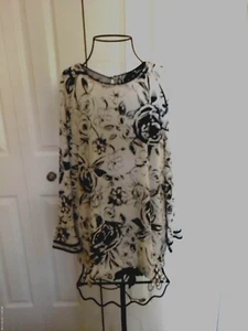 Damen~KARL LAGERFELD PARIS~PULLOVER~GEBLÜMT~RÜSCHENÄRMEL~STRETCH BLUSE Gr. M - Bild 1 von 10