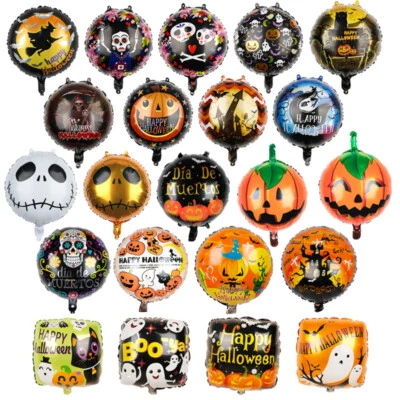 18" Halloween Foil Helium Party Pumpkin Ghost Balloon trick treat prop party  UK - Image 1 of 2