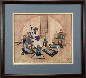 P Buckley Moss Learning Through Love Print Framed Triple Matted Signed #832/1000 - Picture 1 of 11