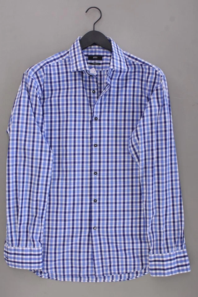 BOSS by Hugo Boss camicetta per uomo taglia Hemdgröße 43, XL, 54 a quadri blu - Immagine 1 di 4