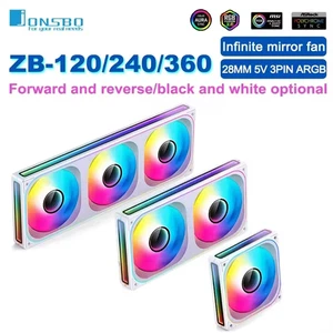 JONSBO ZB-120/240/360 ARGB PC Case Fan 120mm PWM Forward Reverse Water Cooled - Afbeelding 1 van 24